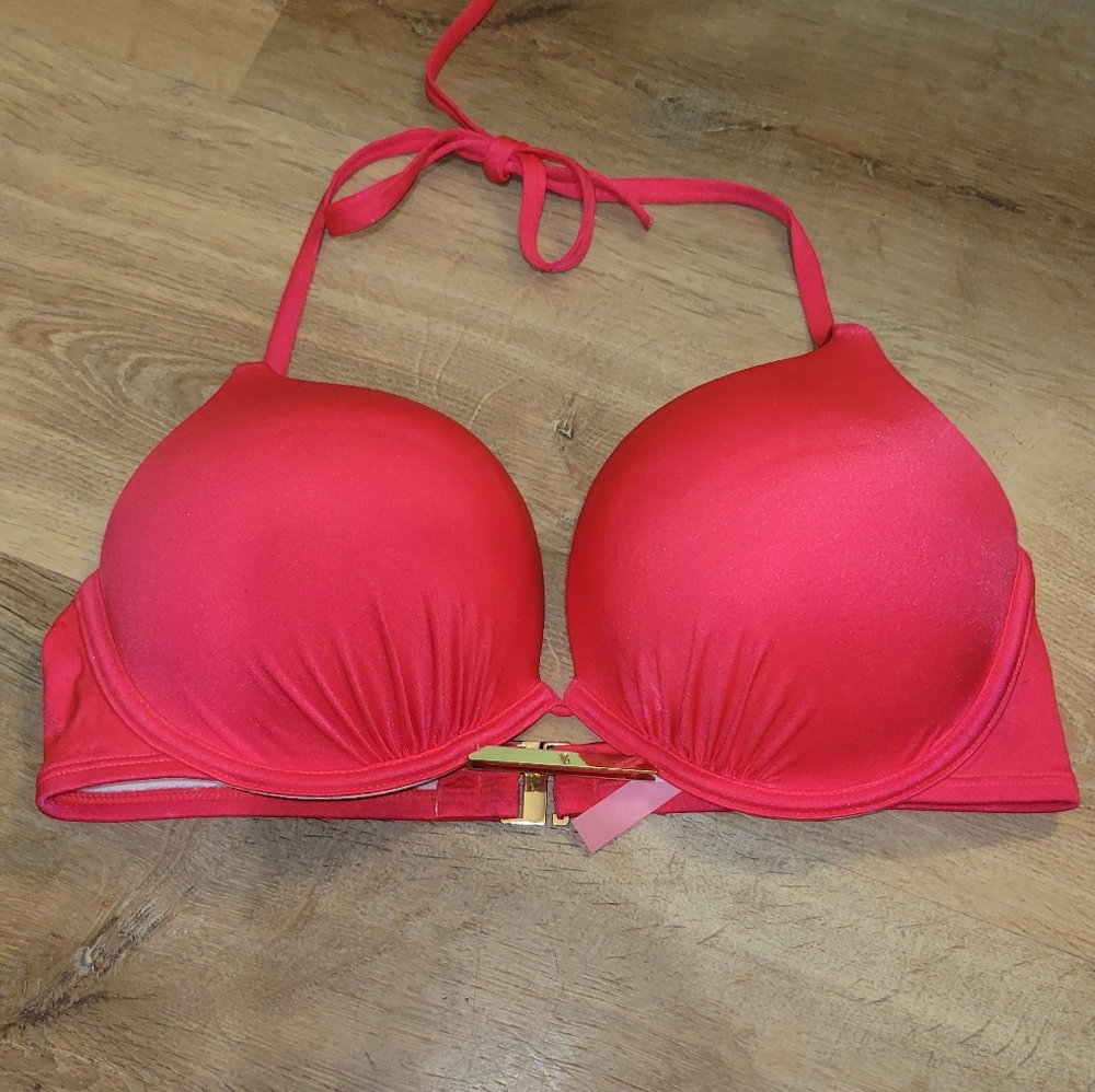Vibrant Red Halter Bikini Top